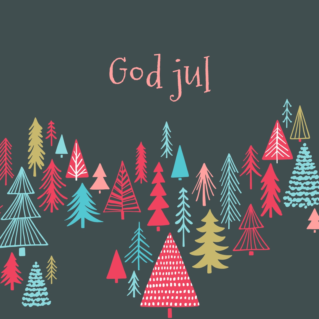God jul green whimsical-line