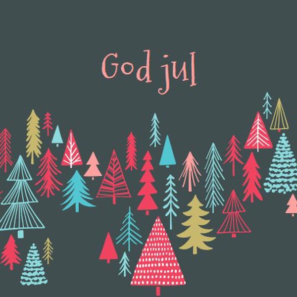 God jul green whimsical-line