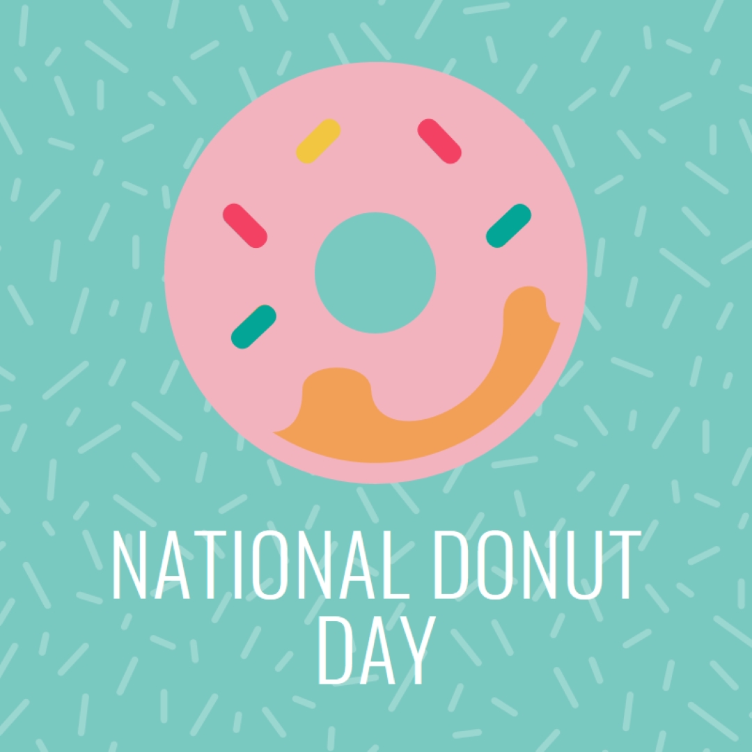 Yum det är National Donut Day blue modern-simple