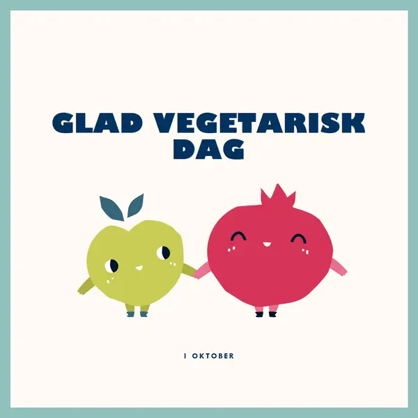 Glad vegetarisk dag white whimsical-line