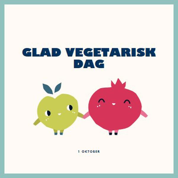 Glad vegetarisk dag white whimsical-line