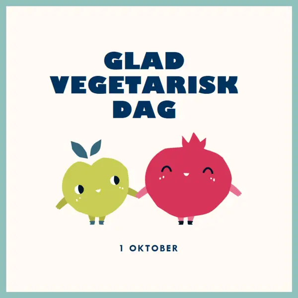 Glad vegetarisk dag white whimsical-line