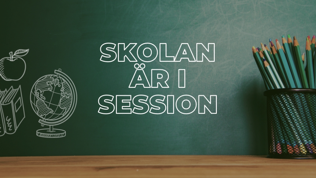 Skolan är i session green modern-simple