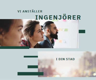 Vi anställer ingenjörer blue modern-simple