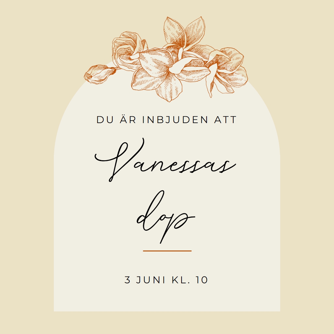 Inbjudan till dop yellow vintage-botanical