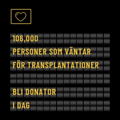 Bli organdonator idag black modern-bold