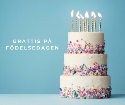 Grattis på födelsedagstårtan blue modern-simple