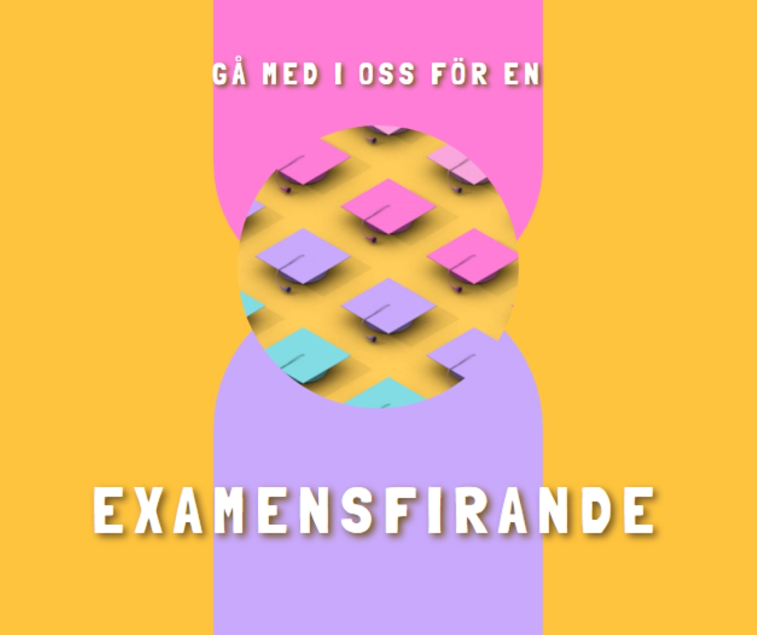 Delta i examensfirandet yellow whimsical-color-block
