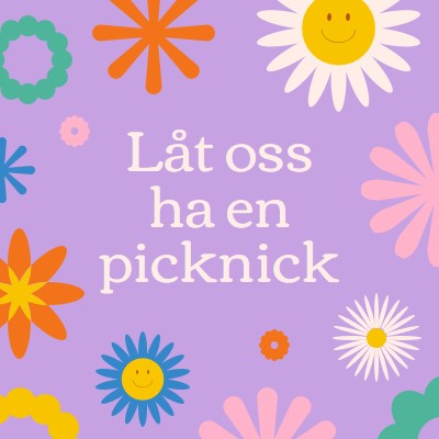 Vi tar en picknick purple retro,playful,graphic,floral,bright