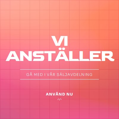 Vi anställer - gå med oss! pink simple,bold,gradient,grid,minimal,bright