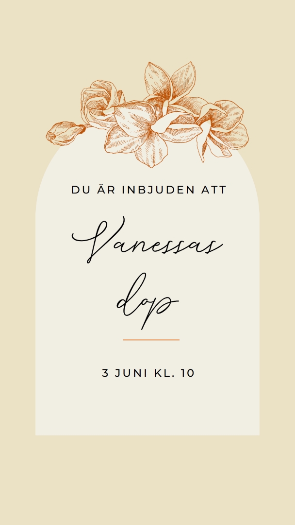 Inbjudan till dop yellow vintage-botanical