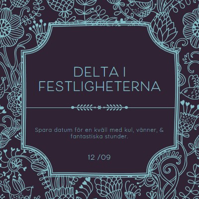 Delta i festligheterna blue elegant,classic,floral