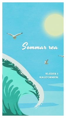 Sommarrea tillkännagivande blue vintage-retro