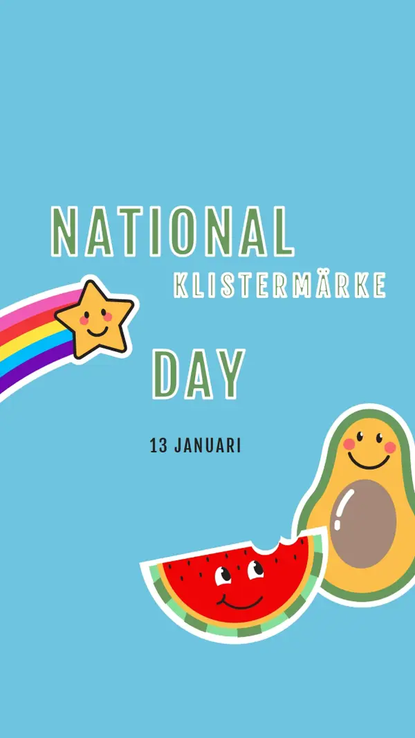 Happy National Sticker Day blue whimsical-color-block