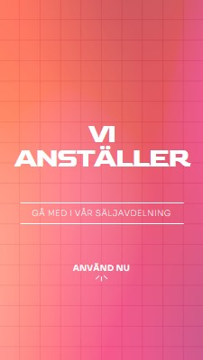 Vi anställer - gå med oss! pink simple,bold,gradient,grid,minimal,bright