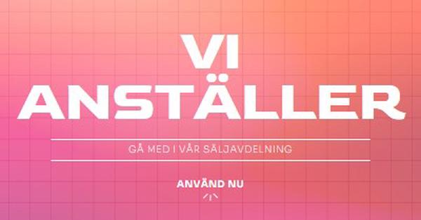 Vi anställer - gå med oss! pink simple,bold,gradient,grid,minimal,bright