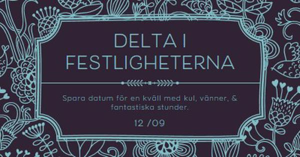 Delta i festligheterna blue elegant,classic,floral