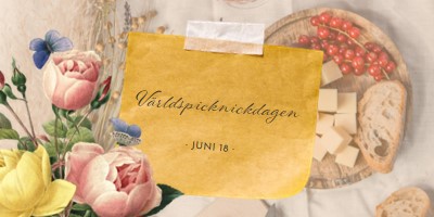 Världspicknickdagen yellow vintage-botanical