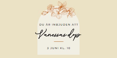 Inbjudan till dop yellow vintage-botanical