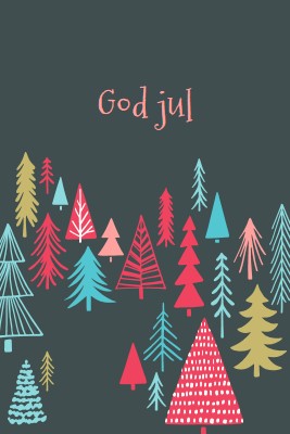 God jul green whimsical-line