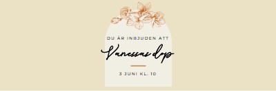 Inbjudan till dop yellow vintage-botanical