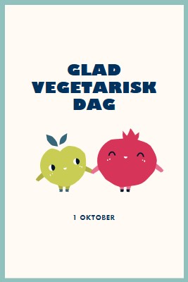 Glad vegetarisk dag white whimsical-line