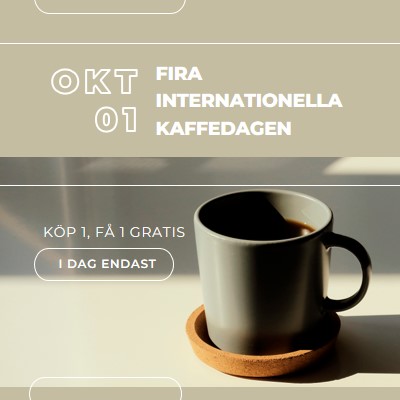 Fira den internationella kaffedagen brown modern-geometric-&-linear