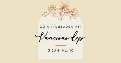 Inbjudan till dop yellow vintage-botanical