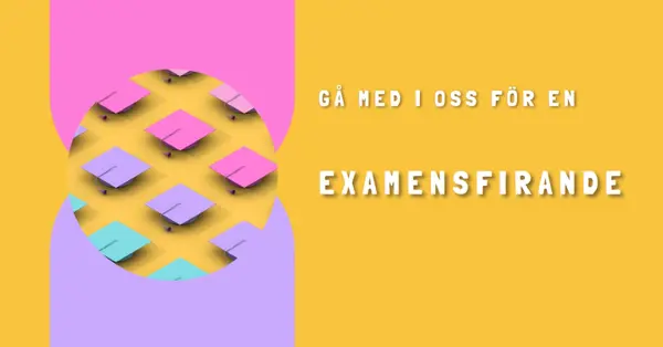 Delta i examensfirandet yellow whimsical-color-block