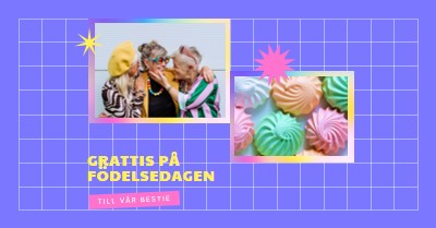 Grattis på födelsedagen, bestie purple bold,bright,geometric