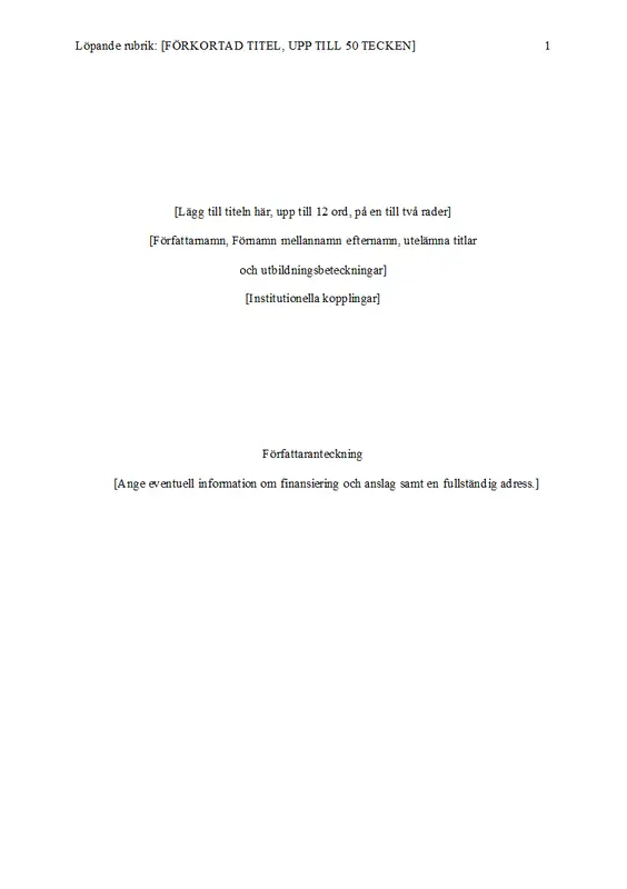 Uppsats i APA-format modern simple