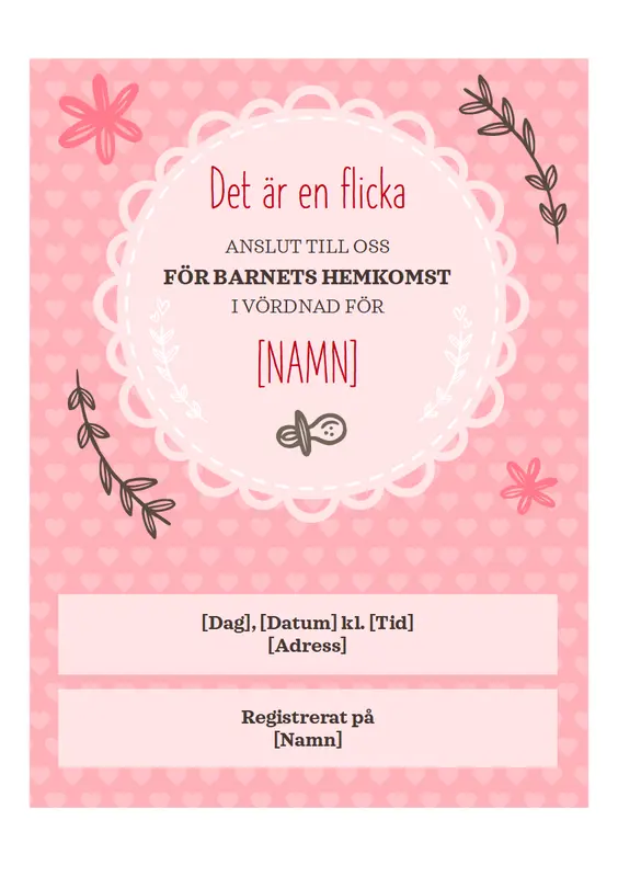 Inbjudan till barnets hemkomst – flicka whimsical-color-block