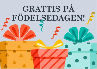 Födelsedagskort med glada presenter orange modern-simple