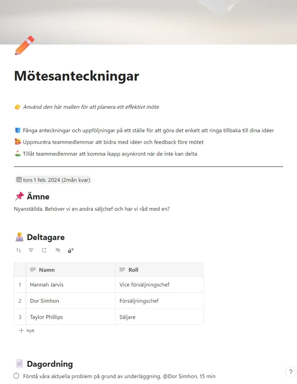 Mötesanteckningar