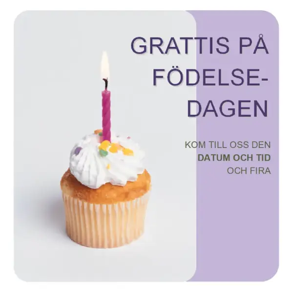 Födelsedagsinbjudan (med en muffin) purple modern-simple