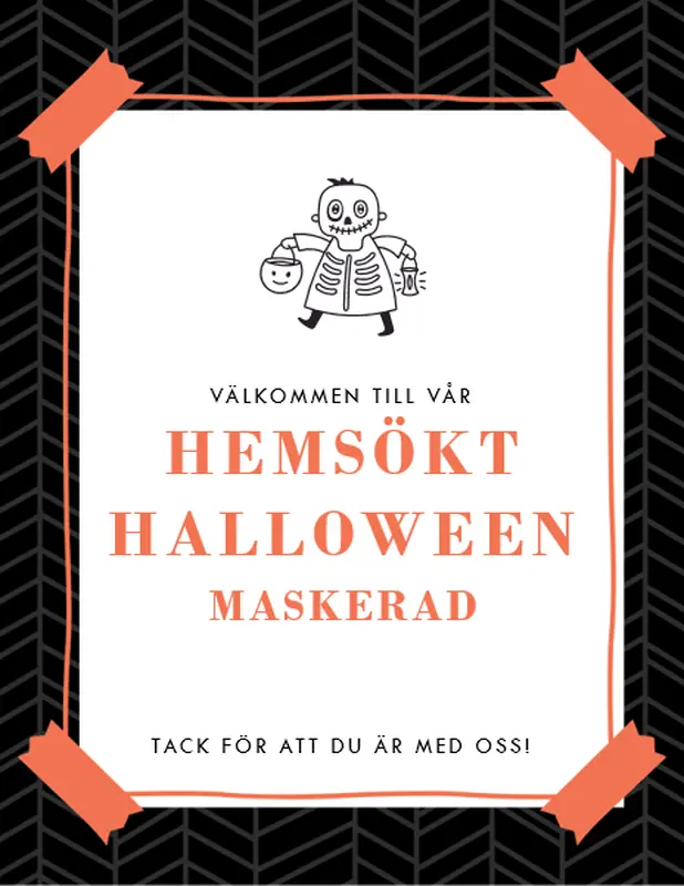 Utskriftsmaterial för halloweenskelettfest whimsical line