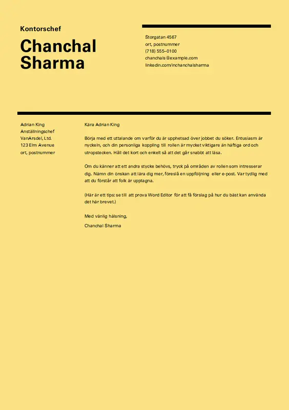 Följebrev med schweizisk design modern simple