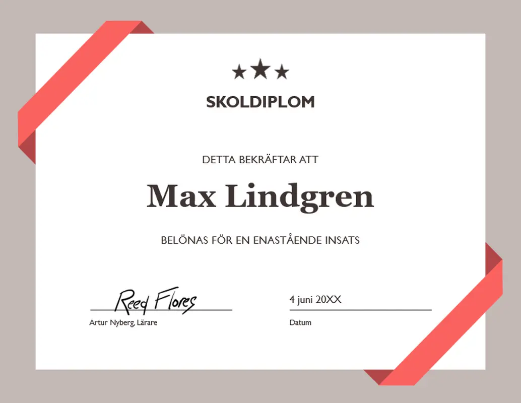 Skoldiplom modern simple