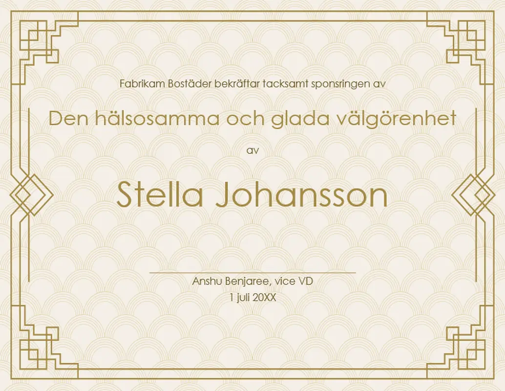 Diplom i art deco vintage