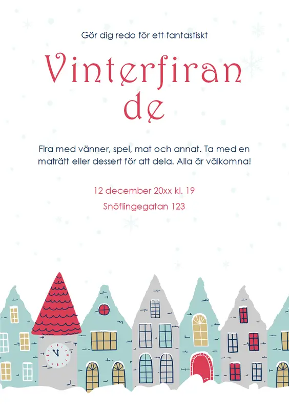 Flygblad för vinterfest whimsical-color-block