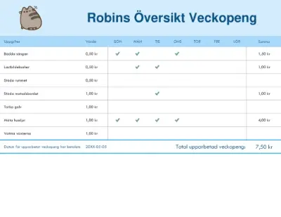 Översikt veckopeng modern simple