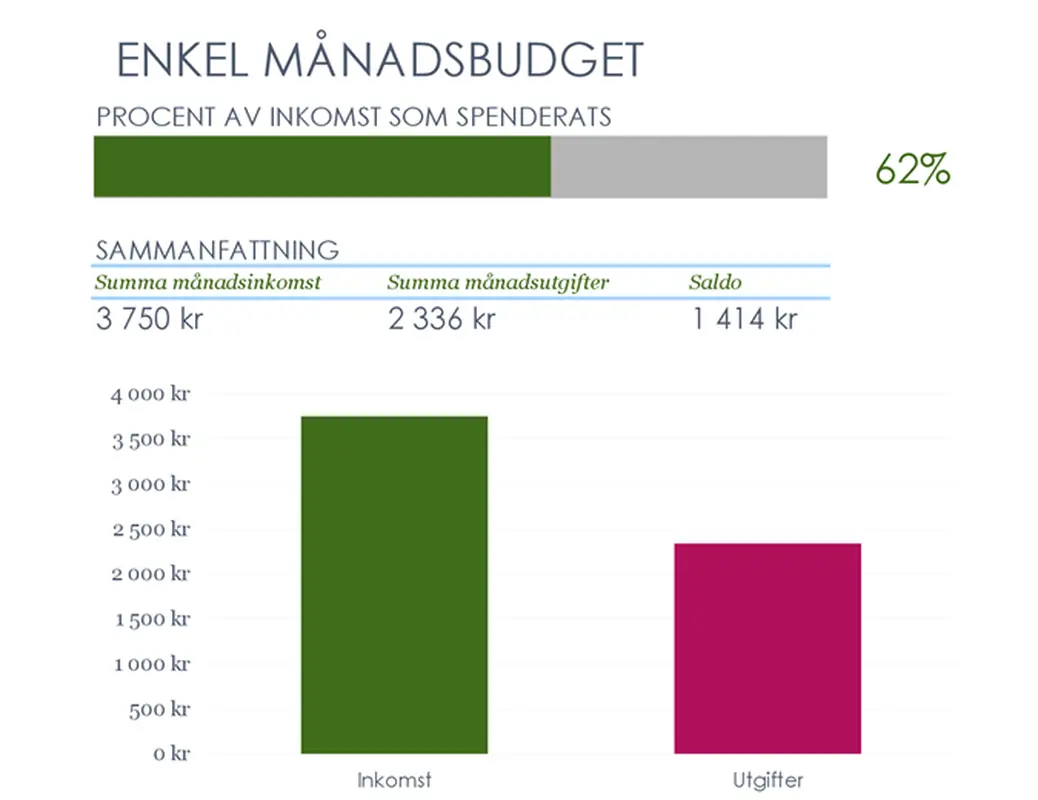 Enkel månadsbudget modern simple