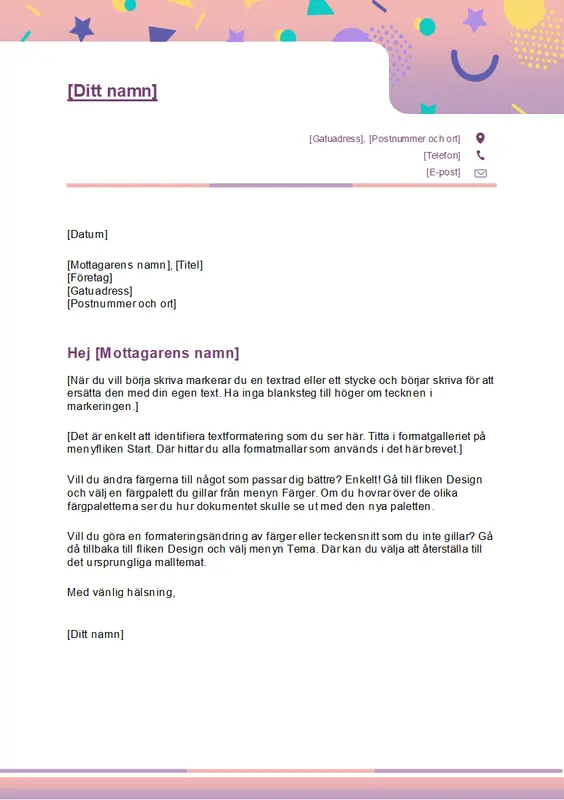 Lekfullt brevhuvud modern-simple