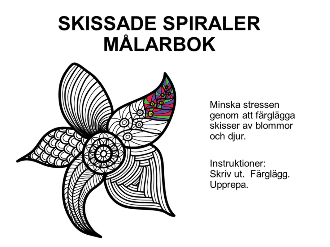 Skissad spiral, målarbok