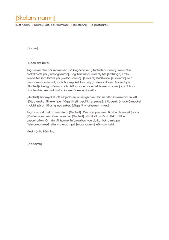 Rekommendationsbrev från lärare modern-simple