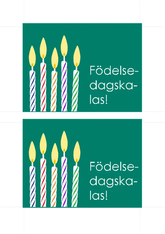 Inbjudning till födelsedagsfest, vykort (2 per sida) green modern-simple