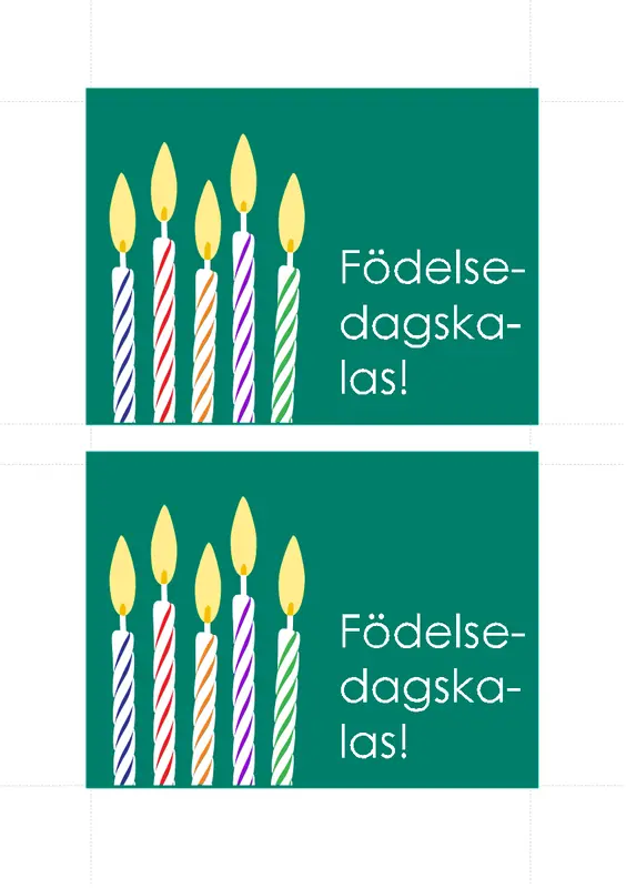 Inbjudning till födelsedagsfest, vykort (2 per sida) modern-simple