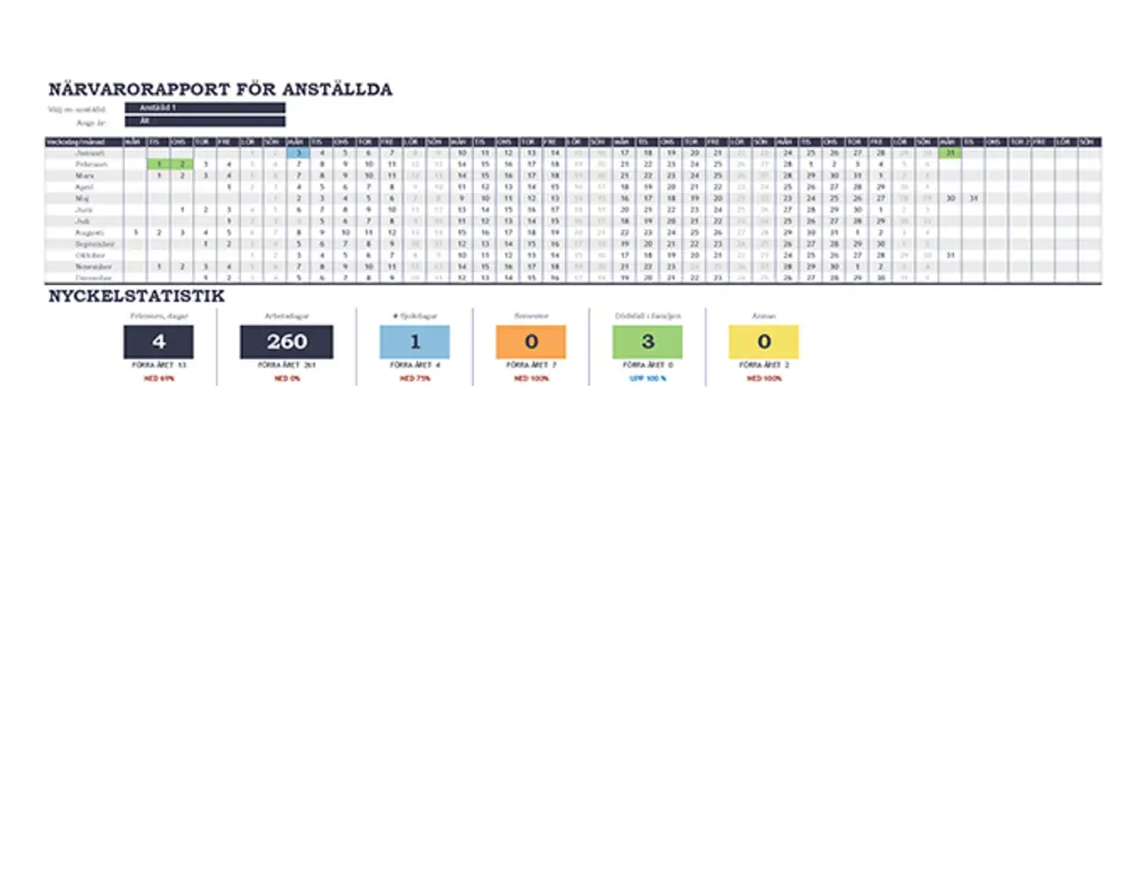 Närvarorapport för anställda modern simple
