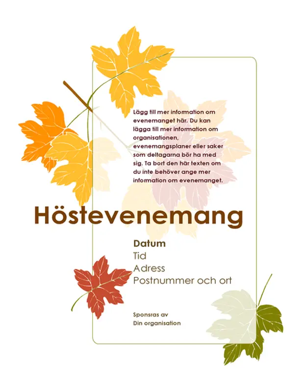Flygblad för höstevenemang (med löv)