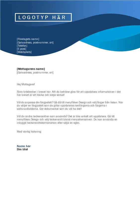 Brevhuvud med blå båge modern-simple